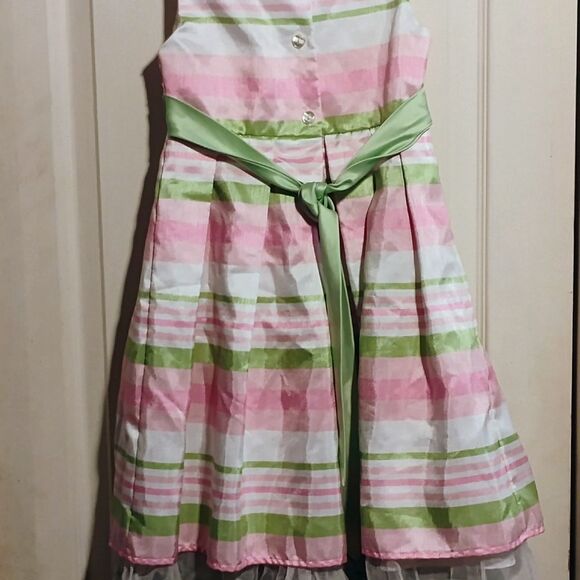 Youngland Pink and Green Pleated Halter Sundress - Picture 12 of 15